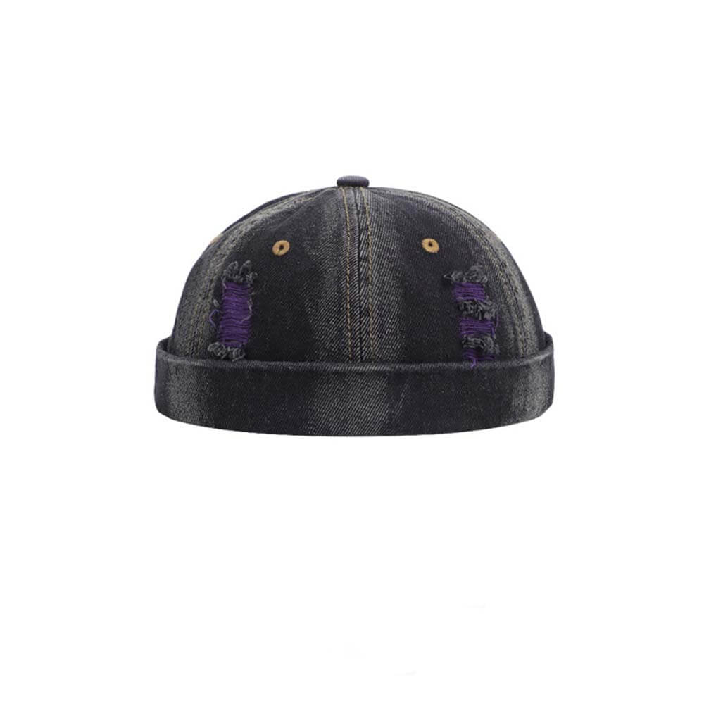 Hip Hop Ripped Washed Brimless Denim Hat