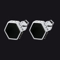 Hexagon Viking Rune Black Onyx Stud Earrings for