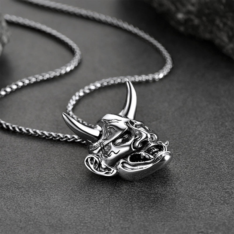 Faithheart Demon Hannya Mask Pendant Necklace for