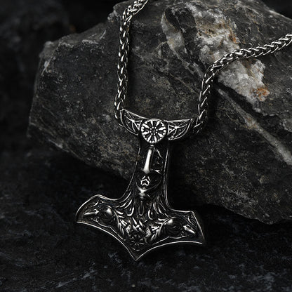 Viking Thor's Hammer Necklace Odin Mjolnir Pendant for