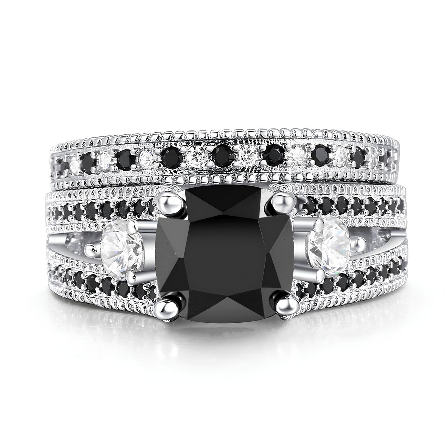 Obsidian Crown of the Veil Ring