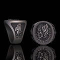 1936 Pirate Skull Sailboat Eagle Sterling Silver Ring