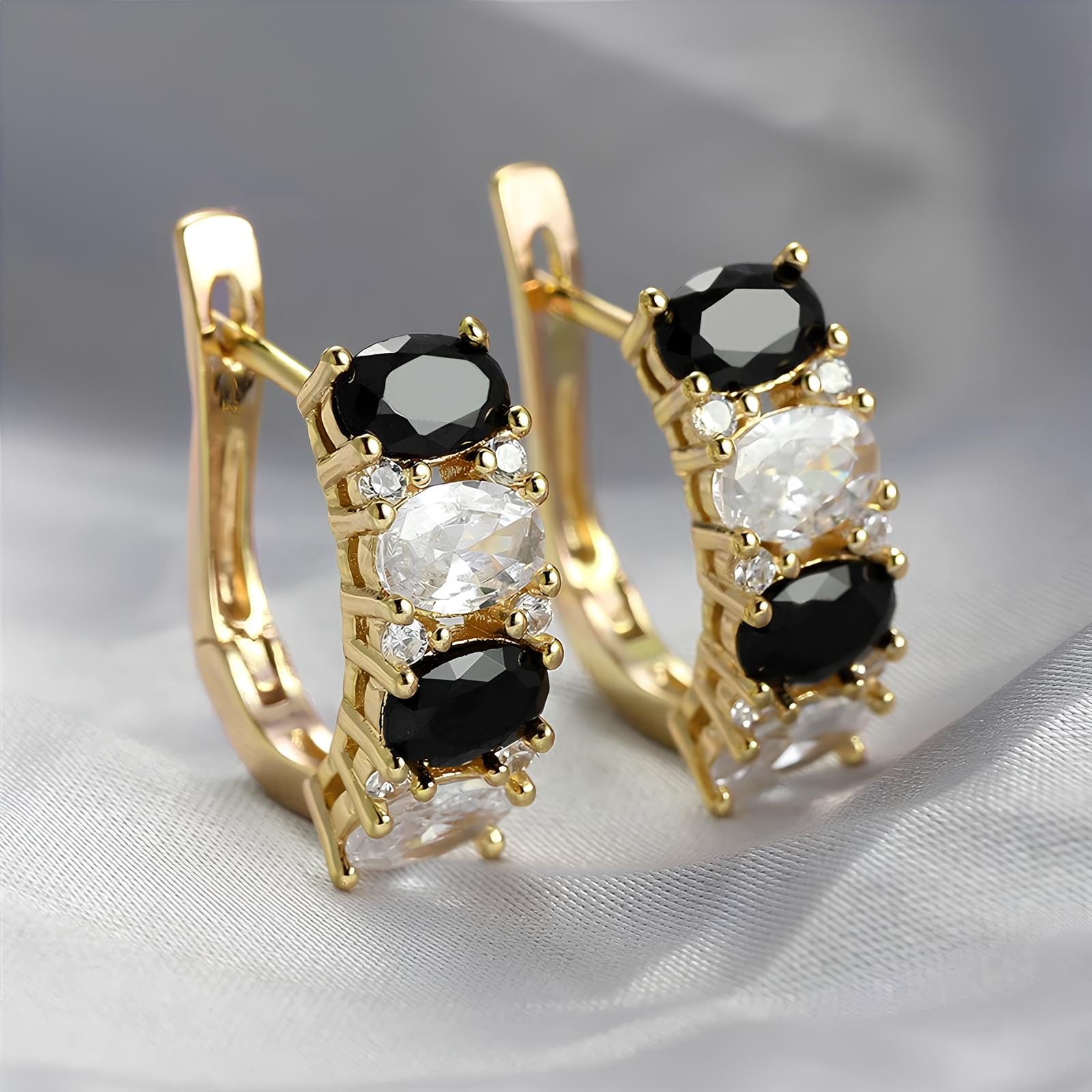 Obsidian & Ice Alchemy Hoop Earrings