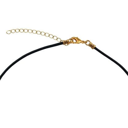 Dragonweave Heart Circle Charm Necklace and Earring Set, Gold Plated Black Leather Choker and Leverback Earrings