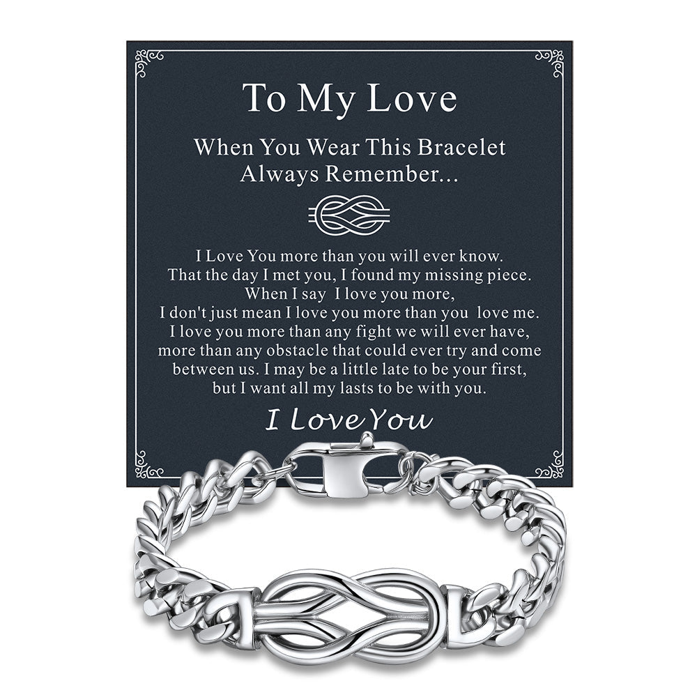 Infinity Love Knot Cuban Link Chain Bracelet for