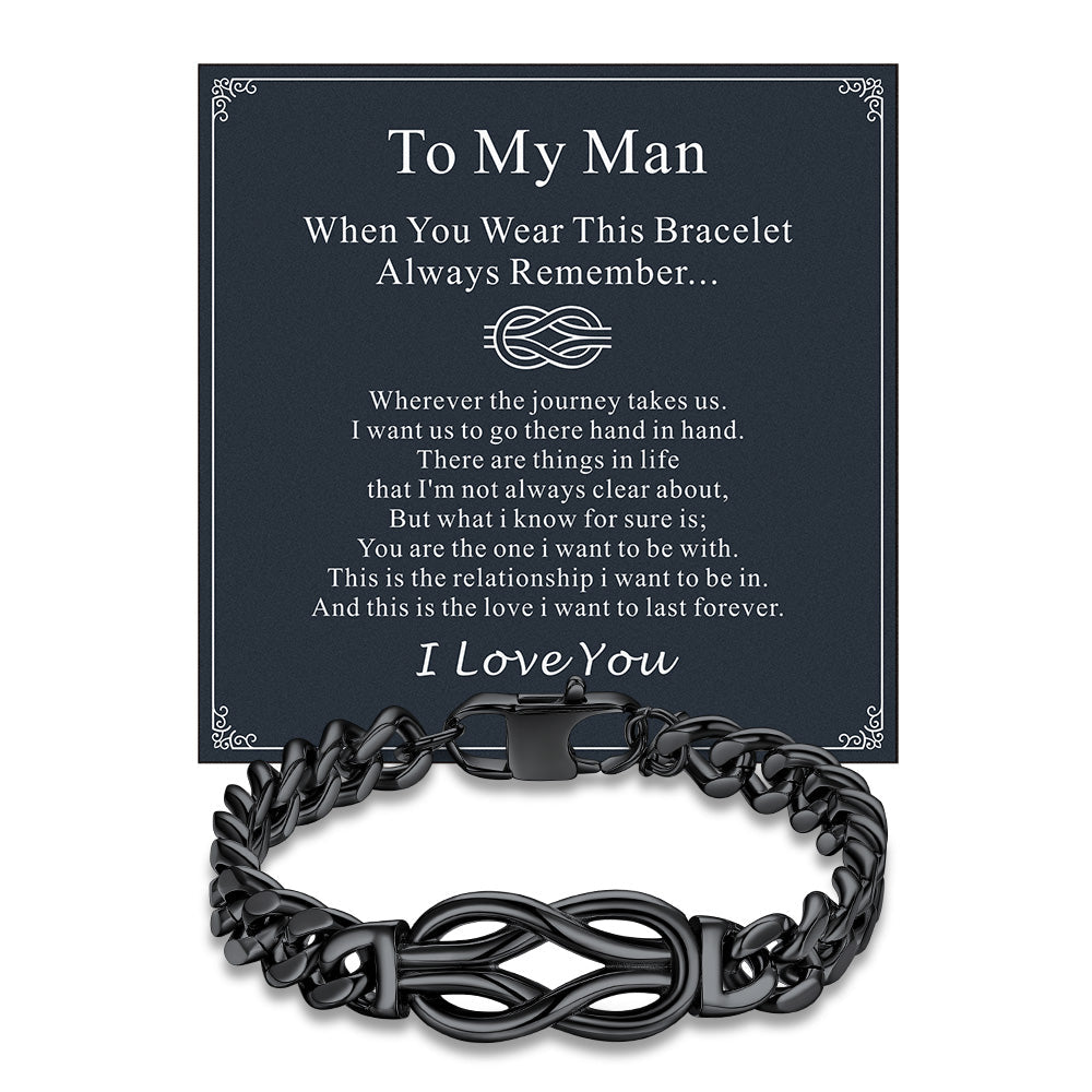 Infinity Love Knot Cuban Link Chain Bracelet for
