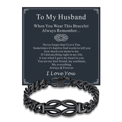 Infinity Love Knot Cuban Link Chain Bracelet for