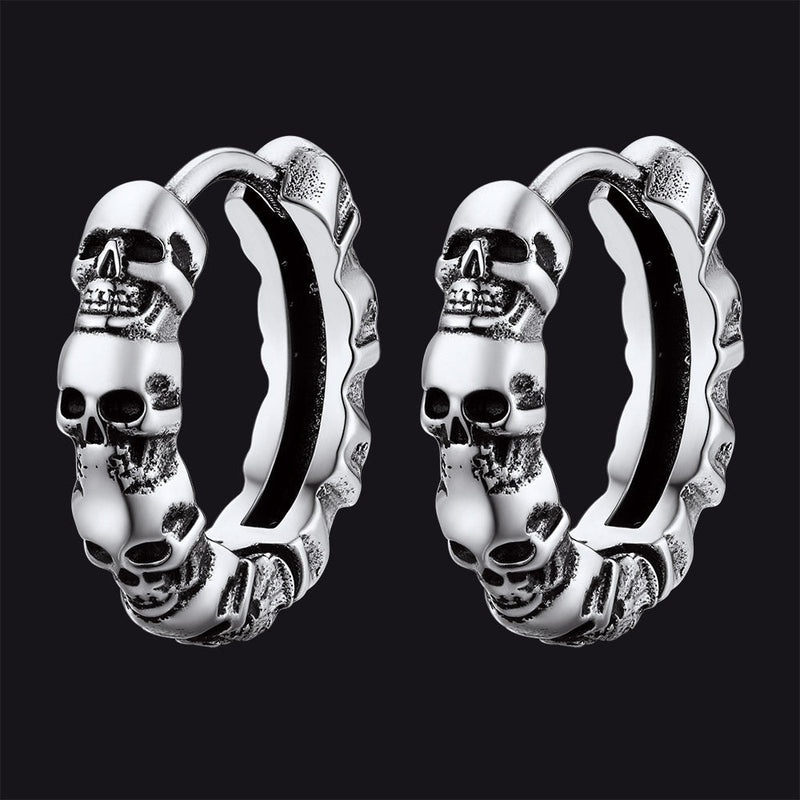 Gothic Skull Huggie Hoop Earrings for