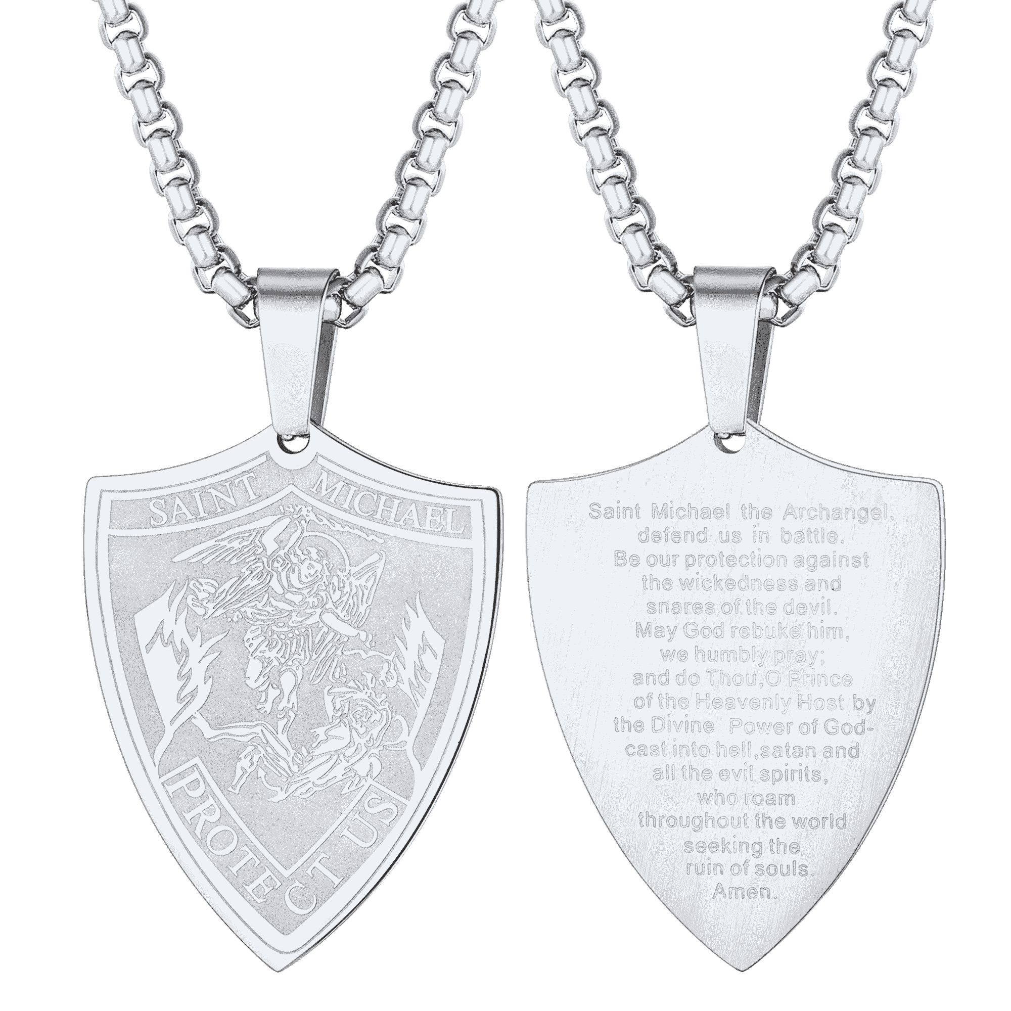 Saint Michael Necklace Shield Archangel Protection Pendant for