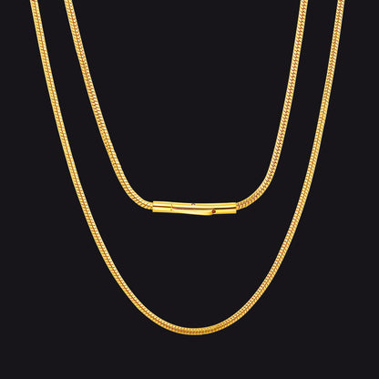 2mm Thin Snake Chain Stainless Steel Necklace for