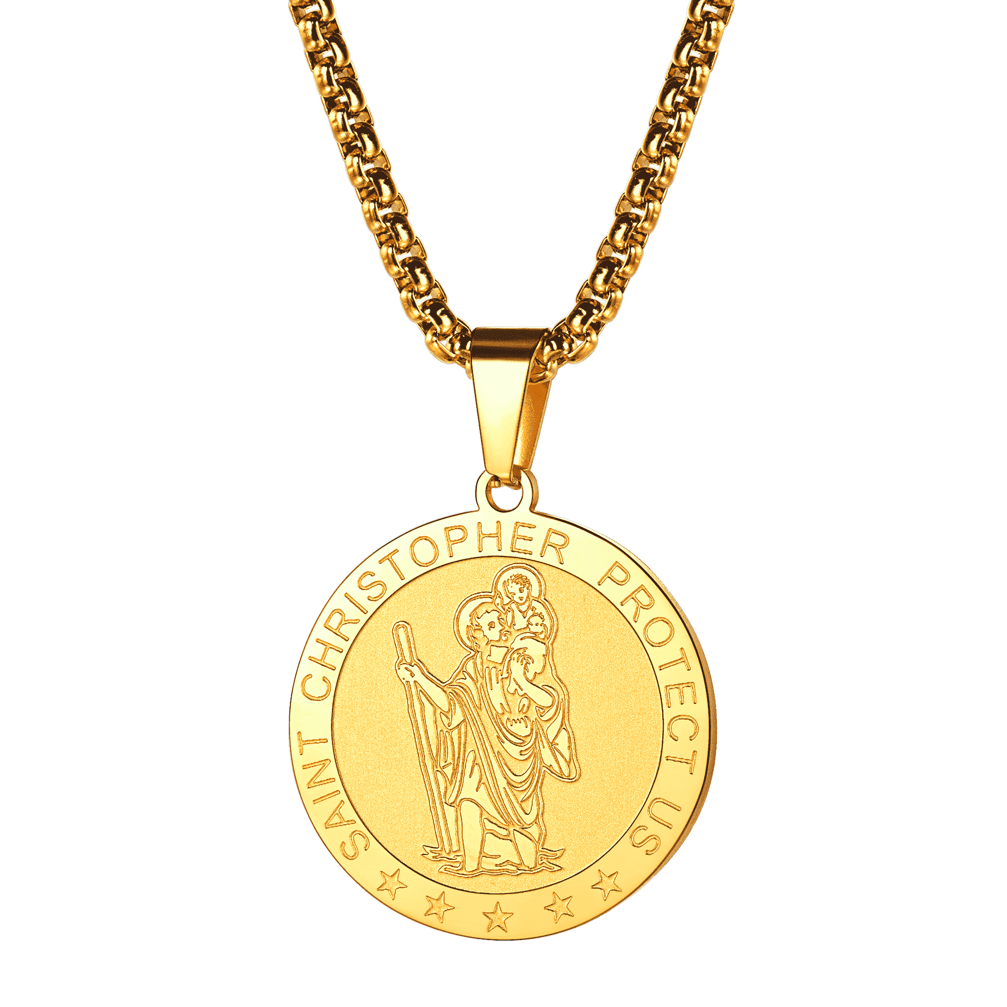 Round St. Christopher Medallion Necklace for
