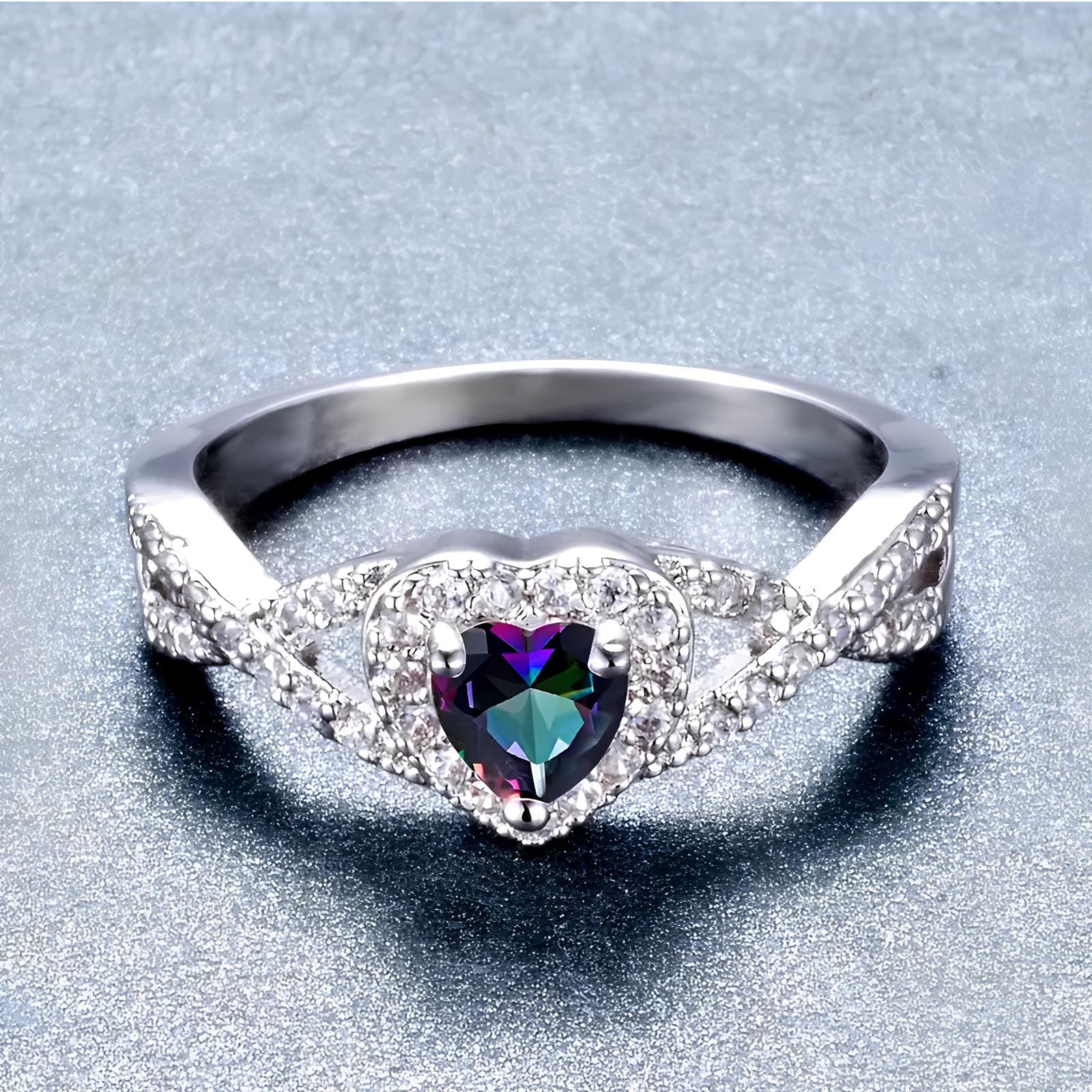 Rainbow Topaz Love Ring