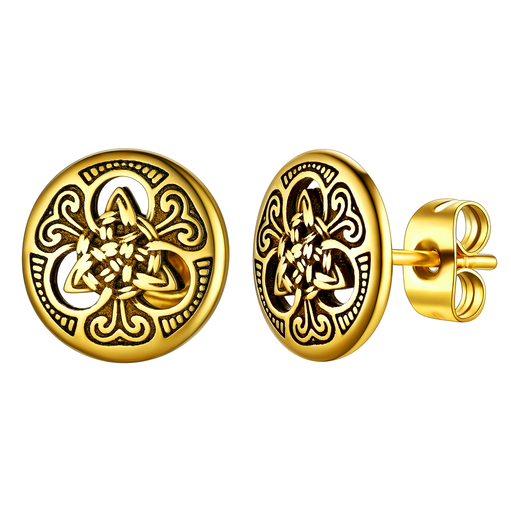 Round Irish Celtic Knot Stud Earrings for