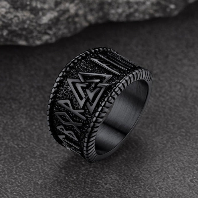 Norse Viking Valknut Ring With Rune for