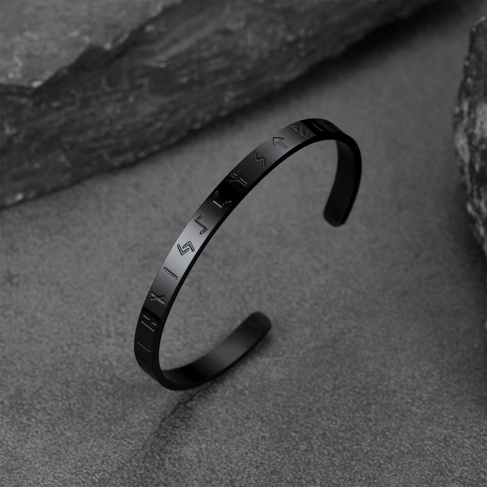 Norse Viking Runes Bangle Cuff Bracelet for