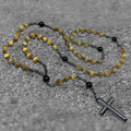 80 Cm Cross Stone Bead Biker Rosary Necklace
