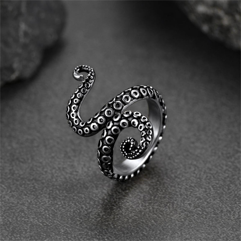 Punk Octopus Tentacle Ring for in Stainless Steel