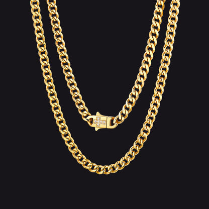 Miami Cuban Link Chain Necklace With Cross for