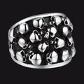 Gothic Skeleton Multi Skull Stainless Steel Band Ring for
