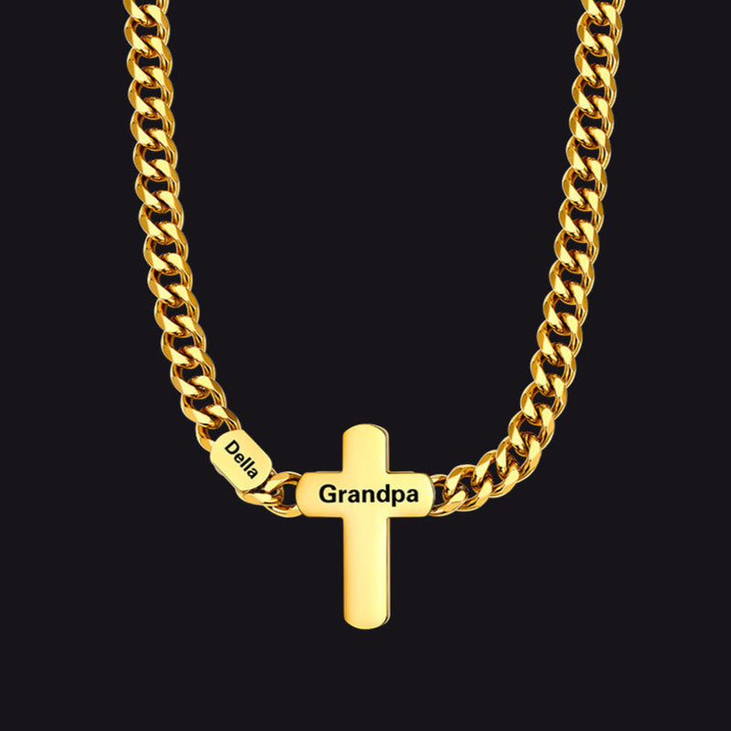 Customized Name Cuban Chain Cross Necklace for 7mm