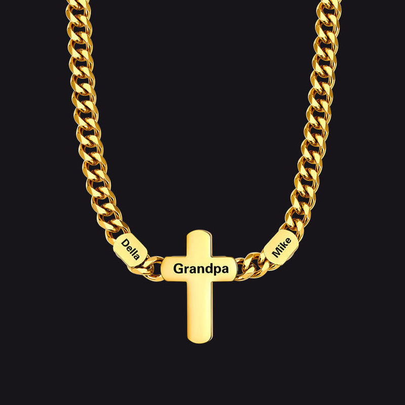 Customized Name Cuban Chain Cross Necklace for 7mm