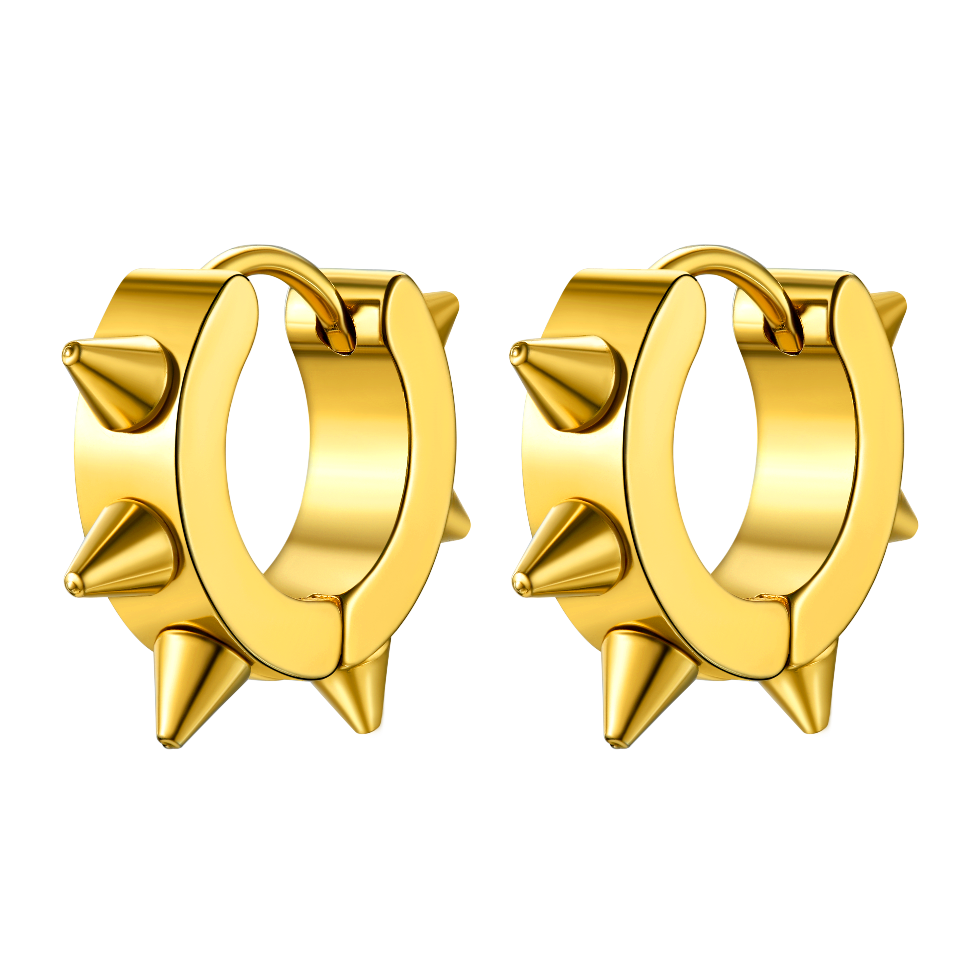 Punk Spike Rivet Huggie Hoop Earrings for