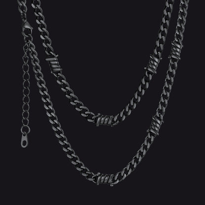 Barbed Wire Cuban Link Chain Choker Necklace for