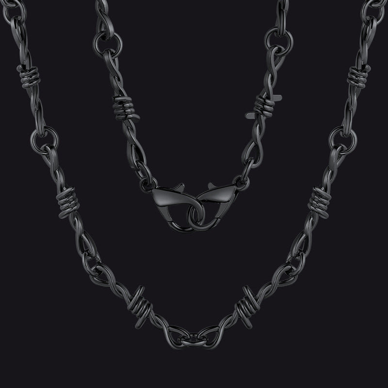 Gothic Thorn Barb Wire Chain Link Necklace Birthday Gift for