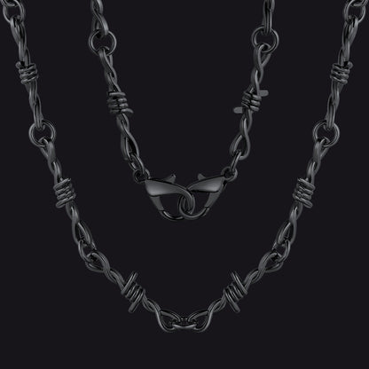 Gothic Thorn Barb Wire Chain Link Necklace Birthday Gift for