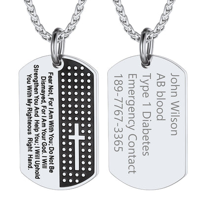 Custom Engraved Military Bible Cross Dog Tag Necklace for
