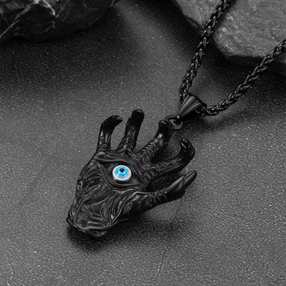 Dragon Claw Blue Evil Eye Pendant Necklace for