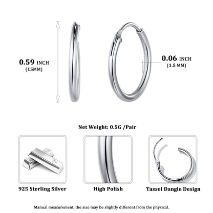 Classic Sterling Silver Piercing Hollow Hoop Earrings for