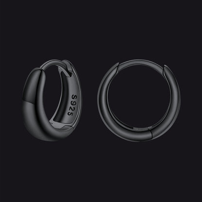 Simple Sterling Silver Thick Huggie Hoop Earrings for