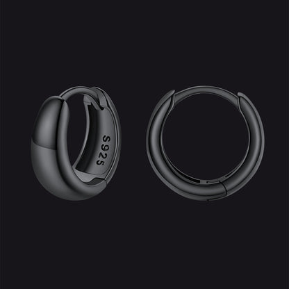 Simple Sterling Silver Thick Huggie Hoop Earrings for