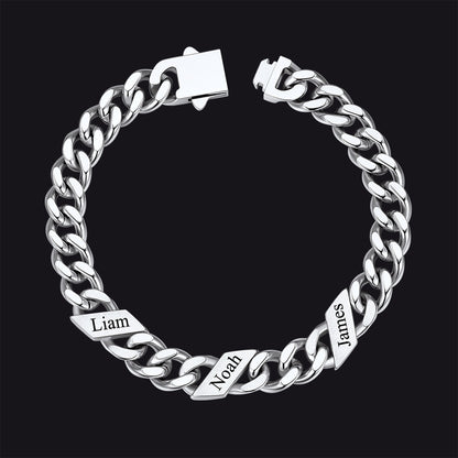 Custom Engraved Name Cuban Chain Bracelet for 7/9/12mm Width
