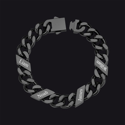 Custom Engraved Name Cuban Chain Bracelet for 7/9/12mm Width