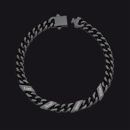 Custom Engraved Name Cuban Chain Bracelet for 7/9/12mm Width