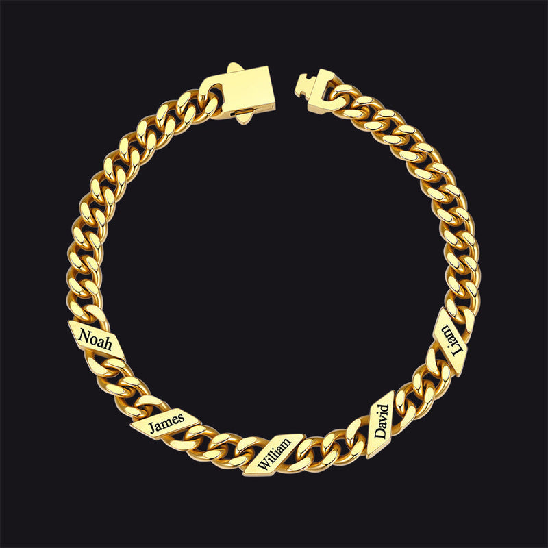 Custom Engraved Name Cuban Chain Bracelet for 7/9/12mm Width