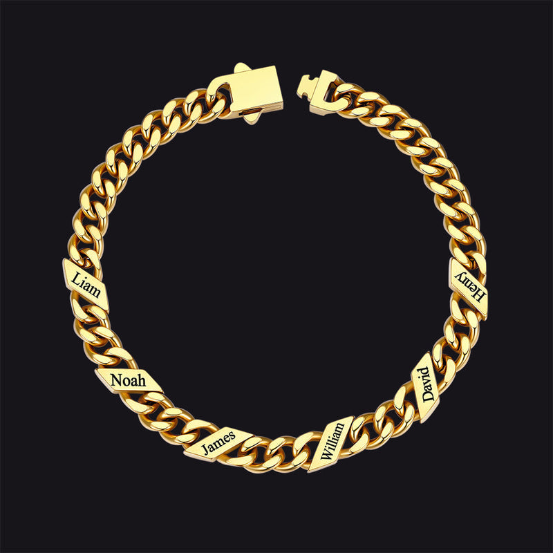 Custom Engraved Name Cuban Chain Bracelet for 7/9/12mm Width