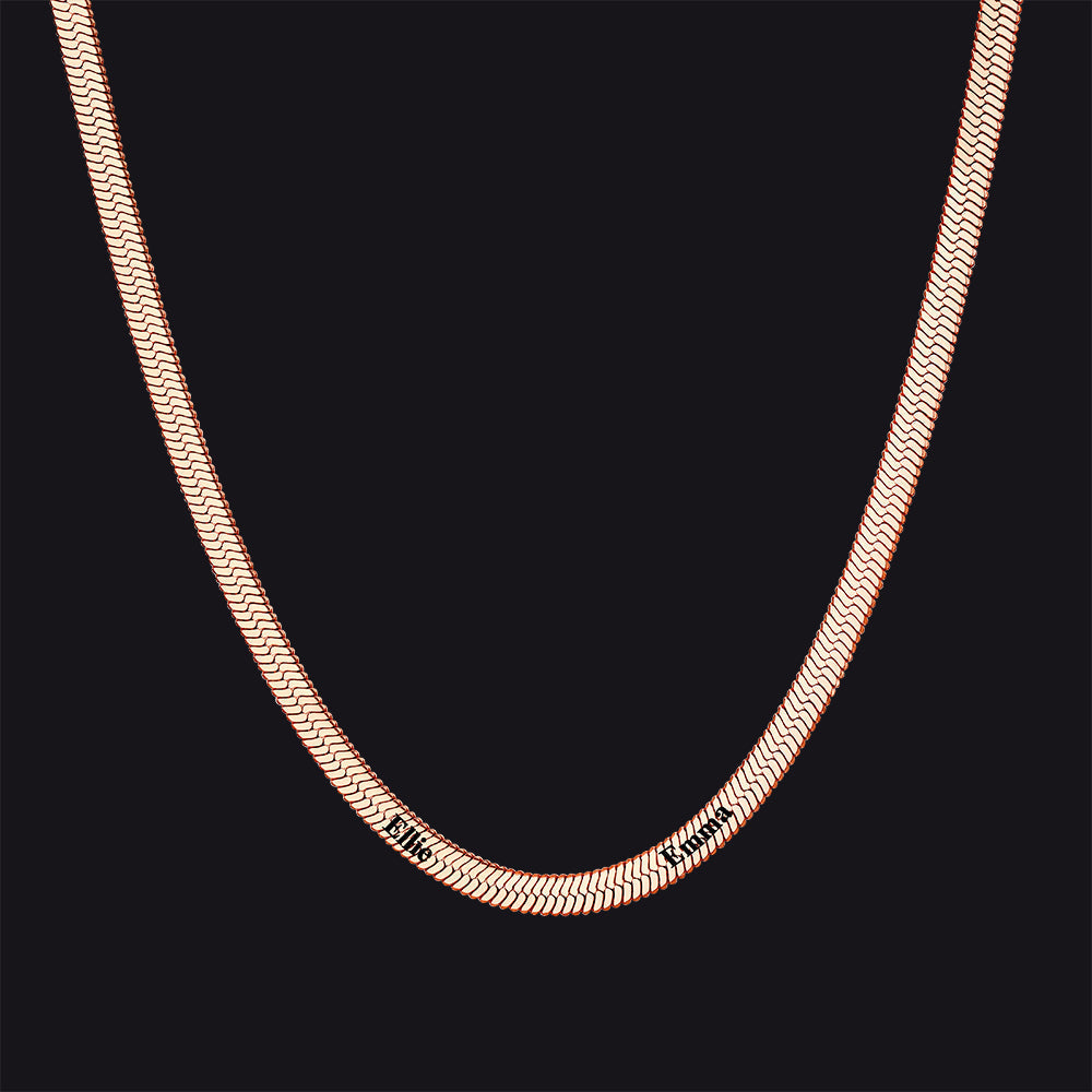 Customized Engraved Name Snake Chain Choker Necklace for