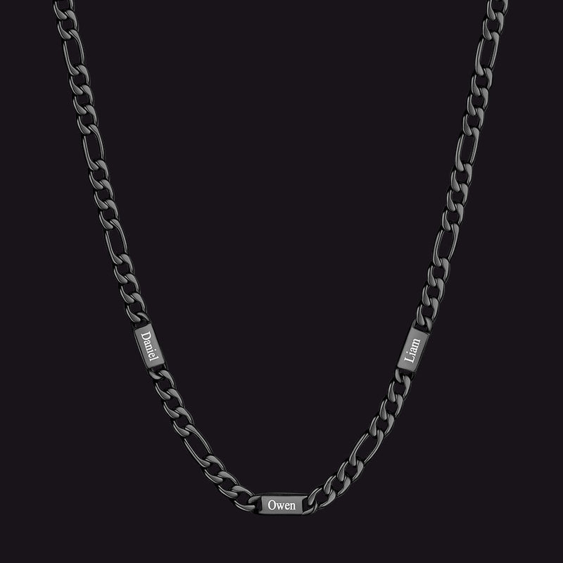 Customized Figaro Chain Engraved Name Necklace for Husband Gift