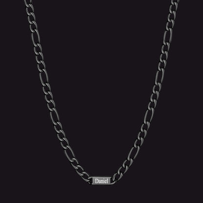Customized Figaro Chain Engraved Name Necklace for Husband Gift