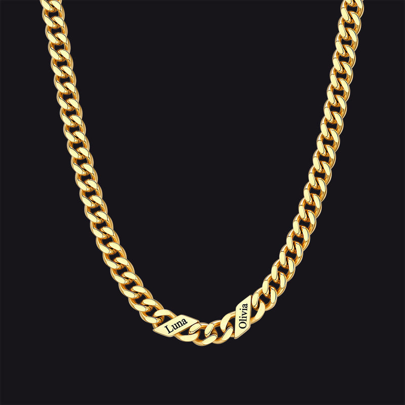 Customized Engraved Name Cuban Link Chain Necklace for , 7/9/12mm Width