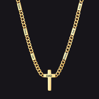 Custom Cross Cuban Link Chain Necklace With Engraved Name for 5/7mm
