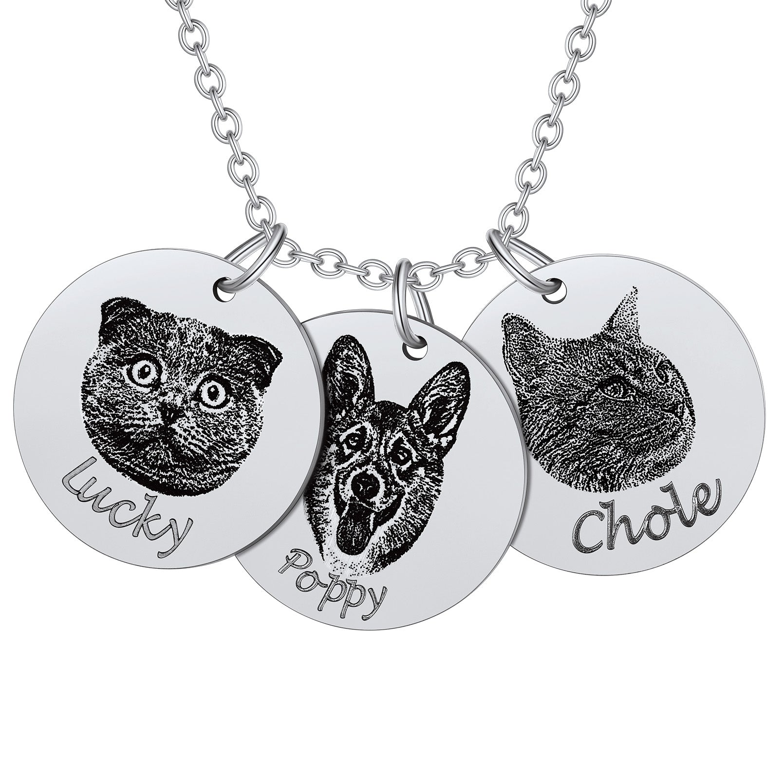 Personalized Pet Portrait Necklace Memorial Gift