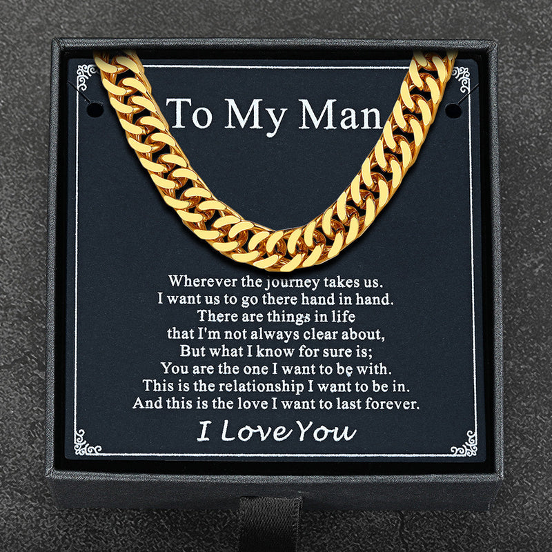 Miami Cuban Link Chain Necklace With Gift Crad for Him