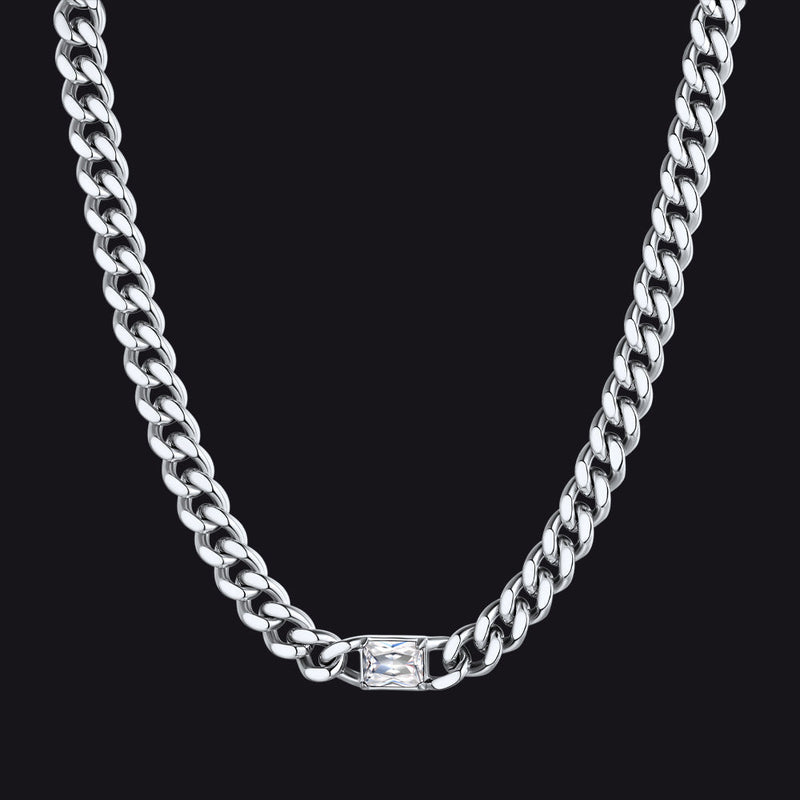 7mm Cuban Link Choker Necklace With Birthstone for