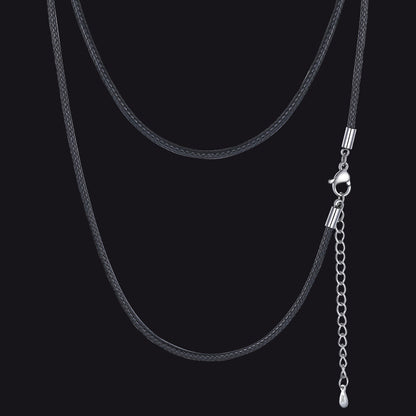 1.5/2/3mm Wide Wax Rope Braided Leather Necklaces