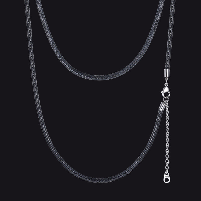 1.5/2/3mm Wide Wax Rope Braided Leather Necklaces