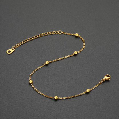 Stainless Steel Cable Chain Bobble Ankle Bracelet for Mom